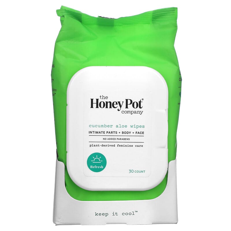 The Honey Pot Company, Cucumber Aloe Wipes, 30 Count