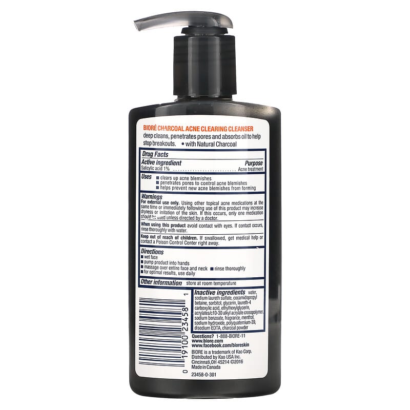 Biore, Charcoal Acne Clearing Cleanser, 6.77 fl oz (200 ml)