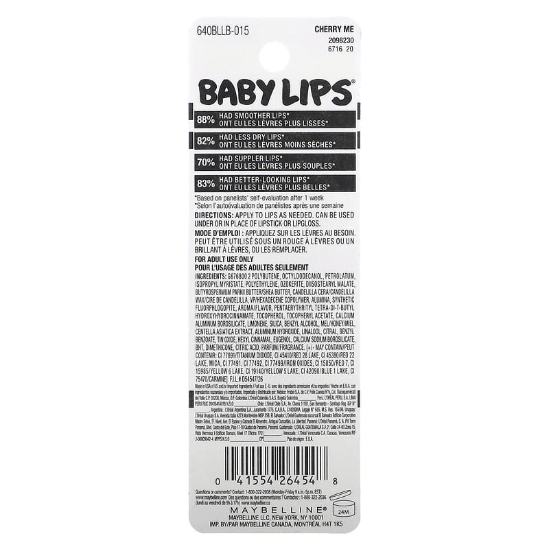 Maybelline, Baby Lips, Moisturizing Lip Balm, Cherry Me, 0.15 oz (4.4 g)