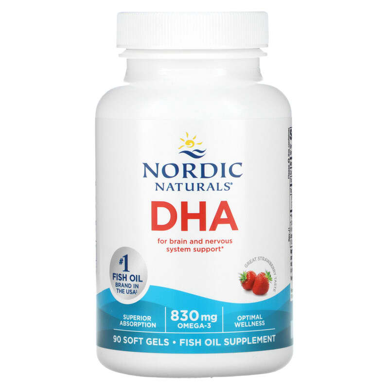 Nordic Naturals, DHA, Strawberry, 90 Soft Gels