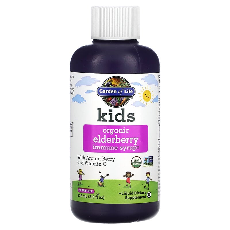 Garden of Life, Kids, Organic Elderberry Immune Syrup with Aronia Berry and Vitamin C, 3.9 fl oz (116 ml)