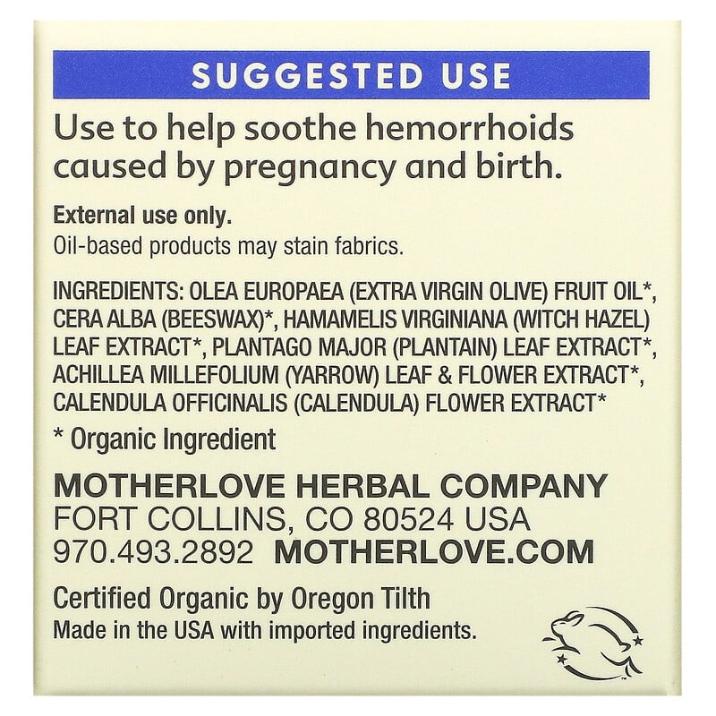 Motherlove, Postpartum Rhoid Balm, 1 fl. oz (29.5 ml)