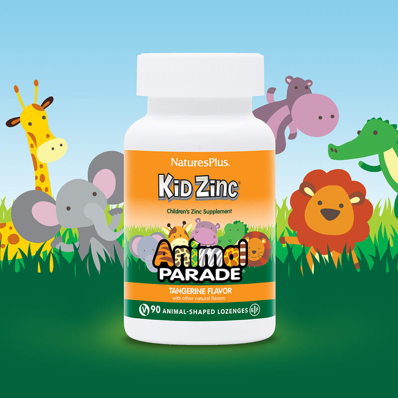 NaturesPlus, Animal Parade, Kid Zinc, Tangerine, 90 Animal-Shaped Lozenges