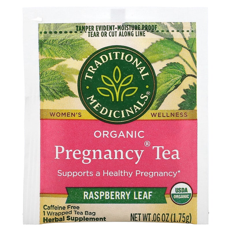 Traditional Medicinals, Organic Pregnancy Tea, Raspberry Leaf, Caffeine Free, 16 Wrapped Tea Bags, 0.06 oz (1.75 g) Each