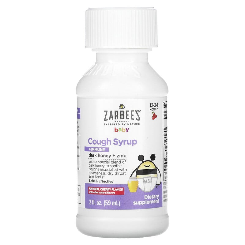 Zarbee's, Baby, Cough Syrup + Immune, 12-24 Months, Natural Cherry, 2 fl oz (59 ml)