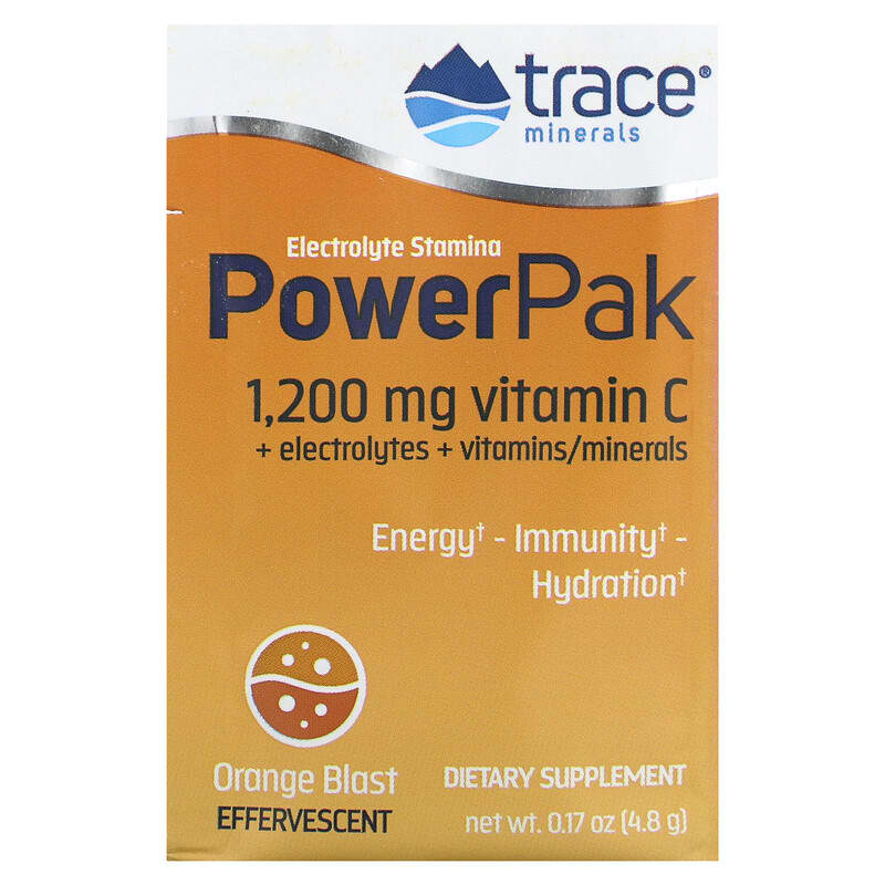 Trace Minerals ®, Electrolyte Stamina PowerPak, Orange Blast, 30 Packets, 0.17 oz (4.8 g) Each