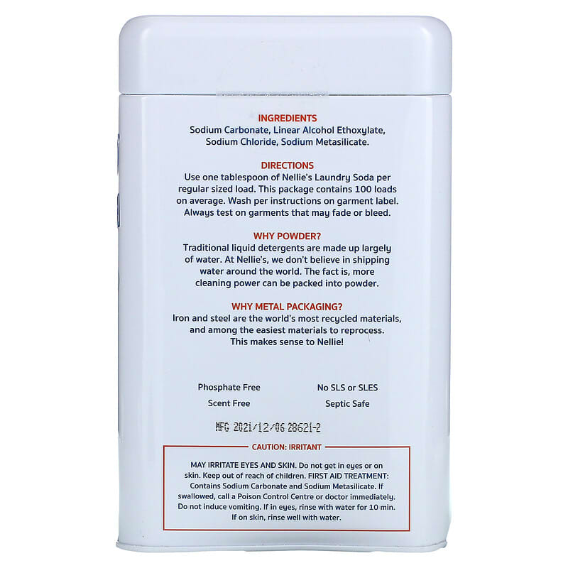 Nellie's, Laundry Soda, 100 Loads, 3.3 lbs (1.5 kg)