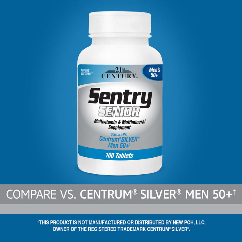 21st Century, Sentry Senior, Multivitamin & Multimineral Supplement, Men's 50+, 100 Tablets