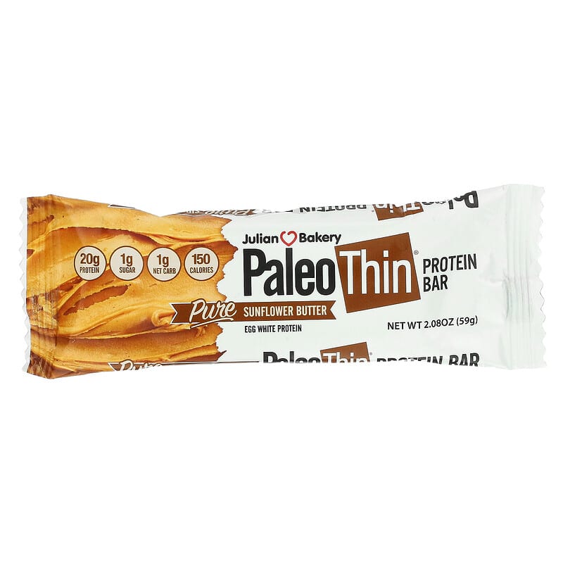 Julian Bakery, Paleo Thin Protein Bar, Pure Sunflower Butter, 12 Bars, 2.08 oz (59 g) Each