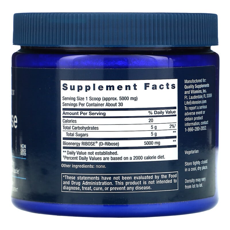 Life Extension, D-Ribose Powder, 5.29 oz (150 g)