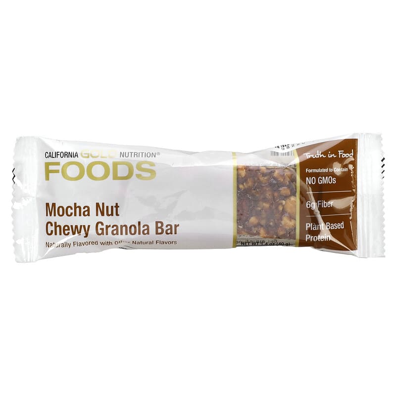 California Gold Nutrition, FOODS - Mocha Nut Chewy Granola Bars, 12 Bars, 1.4 oz (40 g) Each