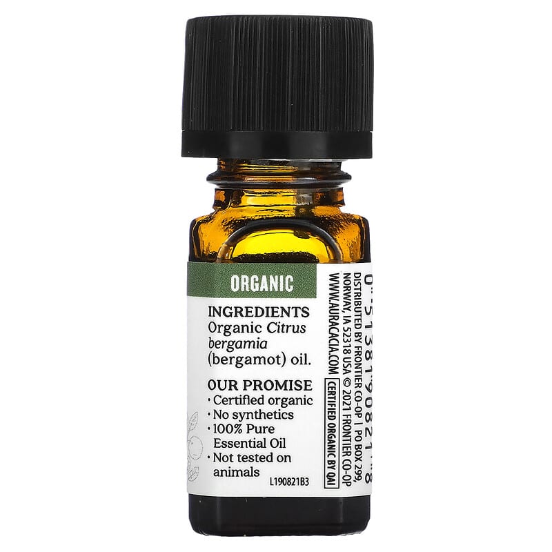 Aura Cacia, Pure Essential Oil, Organic Bergamot, 0.25 fl oz (7.4 ml)