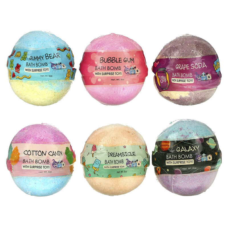 Sky Organics, Kids Bath Bomb Gift Set, 6 Bath Fizzies