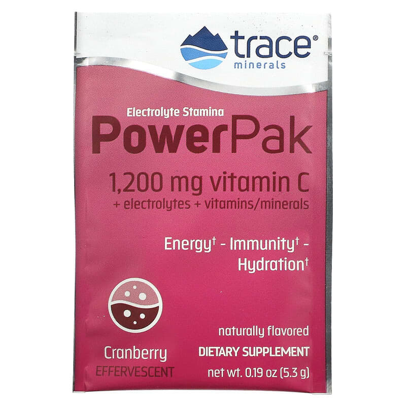 Trace Minerals ®, Electrolyte Stamina PowerPak, Cranberry, 30 Packets, 0.19 oz (5.3 g) Each