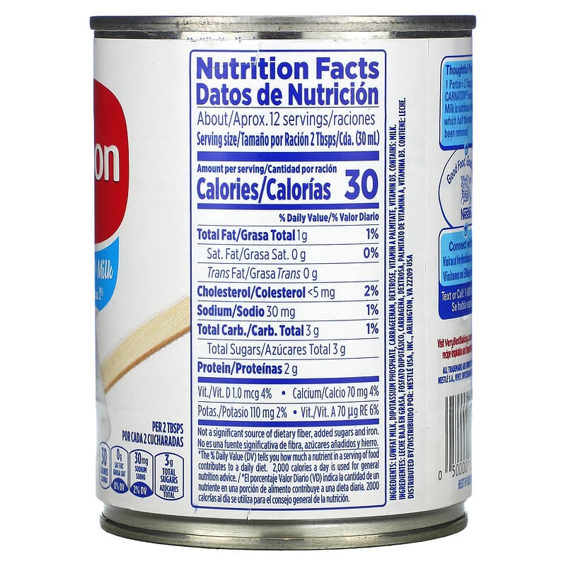 Carnation Milk, Evaporated Lowfat 2% Milk, 12 fl oz (354 ml)