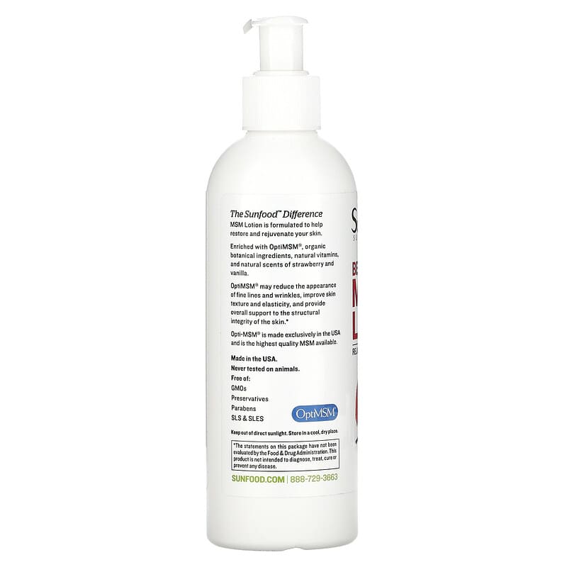 Sunfood, MSM Lotion, Rejuvenating, Berry Vanilla, 8 fl oz (236.6 ml)