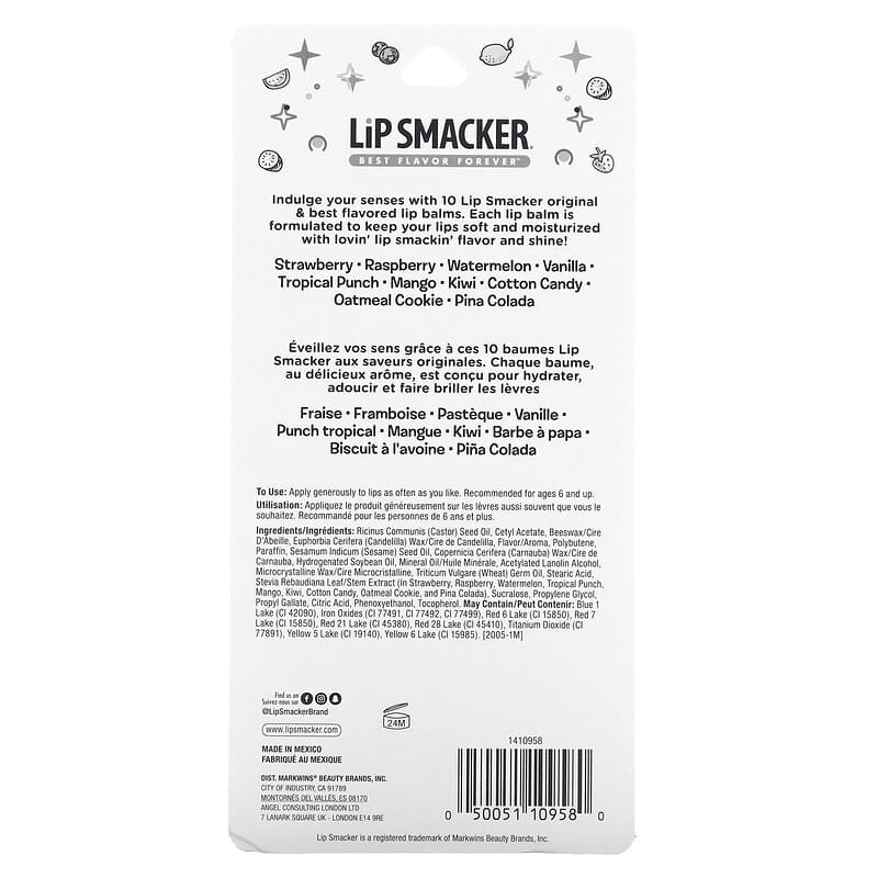 Lip Smacker, Lip Balm, Assorted, 10 Pack,  0.14 oz (4 g) Each