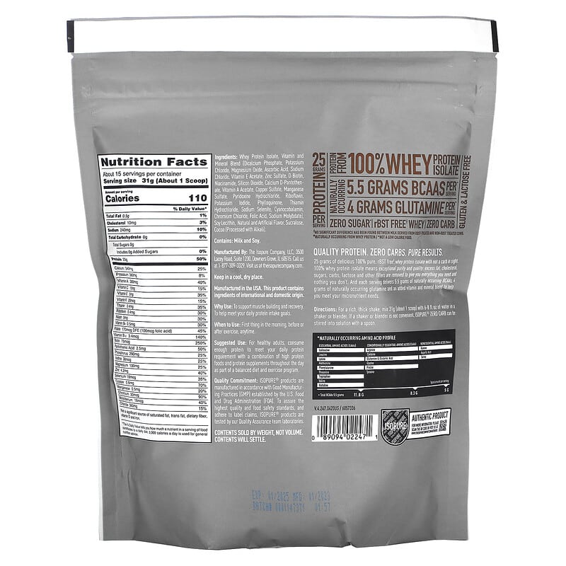 Isopure, Zero Carb Protein Powder, Cookies & Cream, 1 lb (454 g)