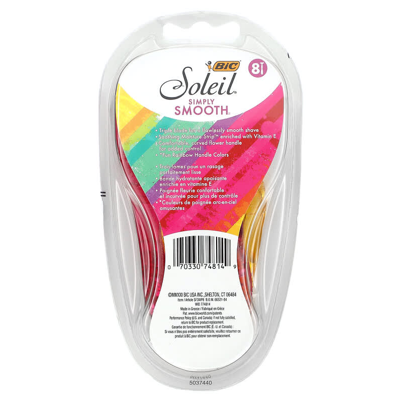 BIC, Soleil Simply Smooth, Disposable Razors, 8 Razors