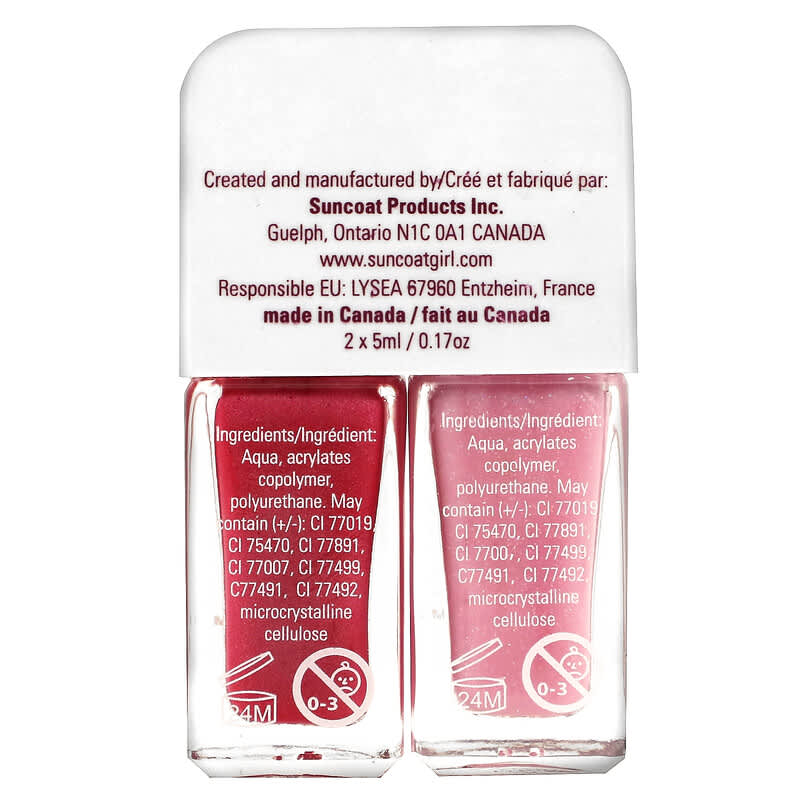 SuncoatGirl, Sweeties Nail Polish Duo Set, Soft Pink & Soft Glitter Pink, 2 Piece Set