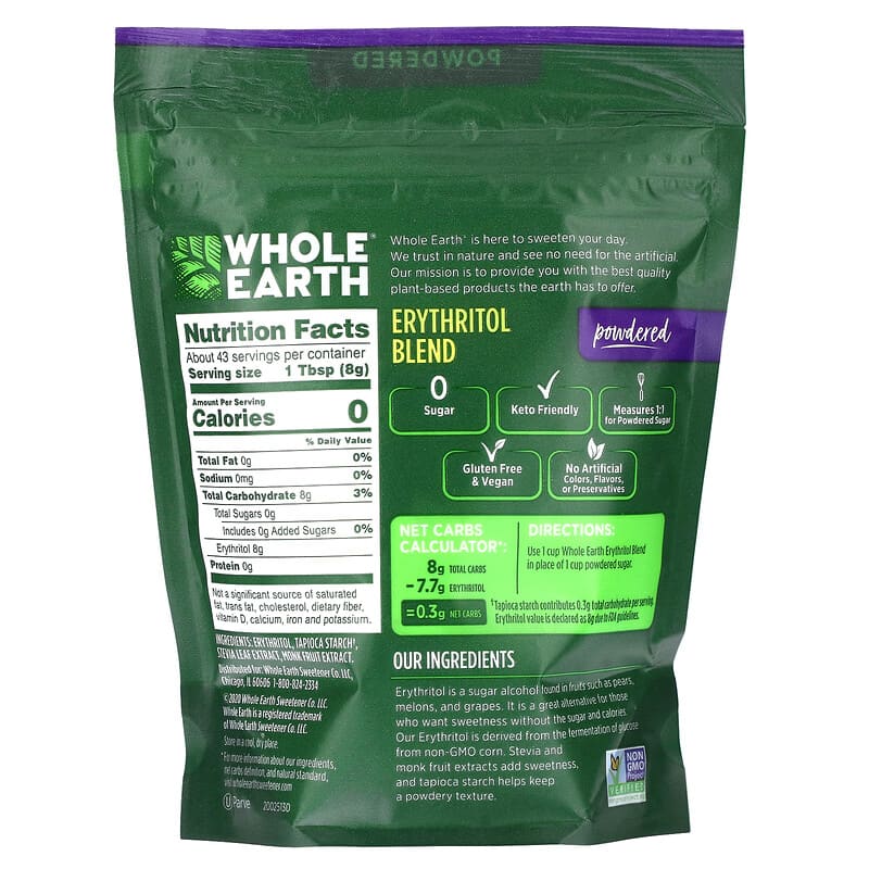 Whole Earth, Erythritol Blend, Powdered, 12 oz (340 g)