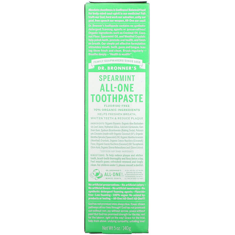 Dr. Bronner's, All-One Toothpaste, Spearmint, 5 oz (140 g)