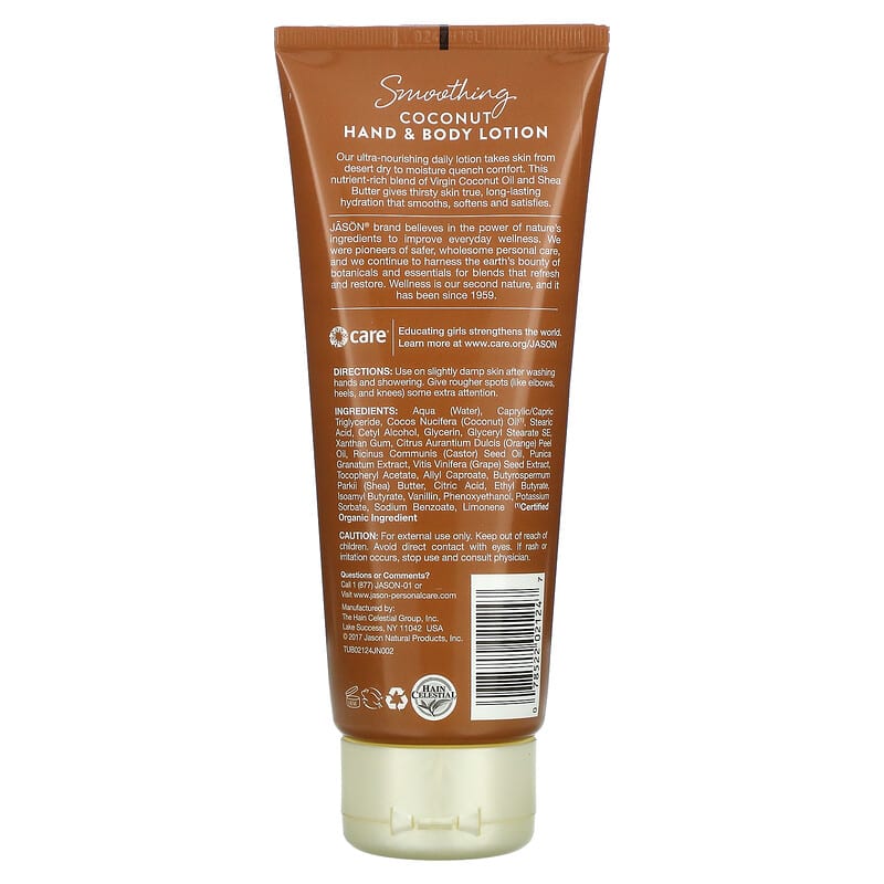 Jason Natural, Hand & Body Lotion, Smoothing Coconut, 8 oz (227 g)