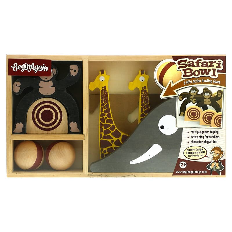 Begin Again Toys, Safari Bowl, A Wild Action Bowling Game, 2+ Years, 11 Piece Set