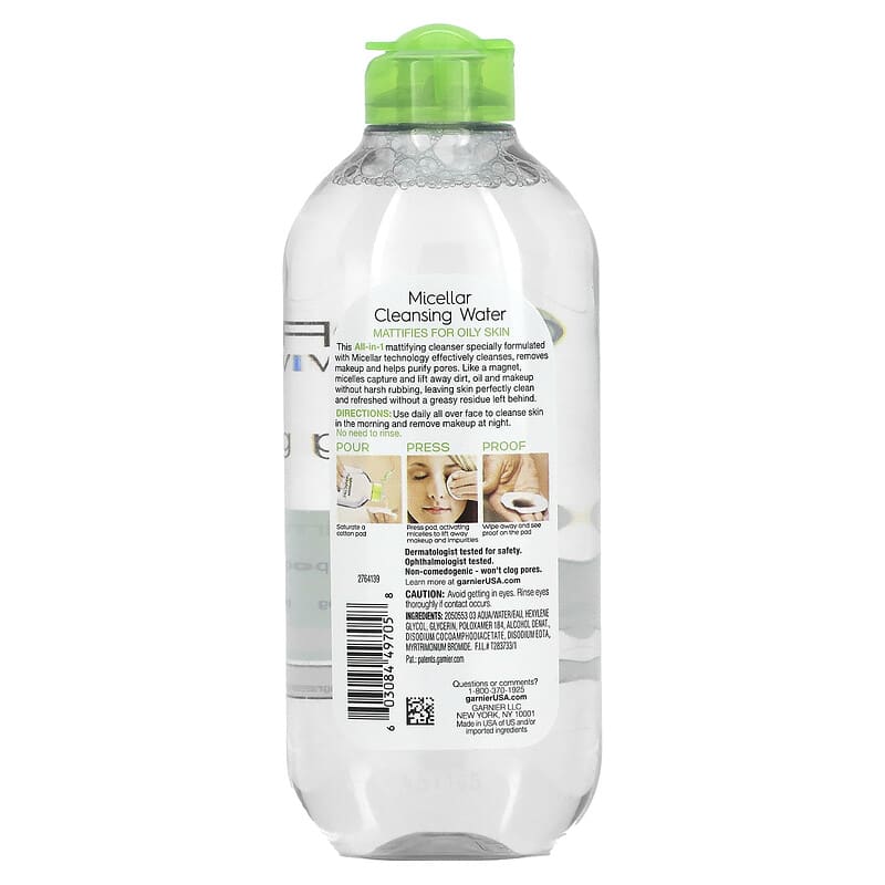 Garnier, SkinActive, Micellar Cleansing Water, All-In-1 Mattifying, 13.5 oz (400 ml)