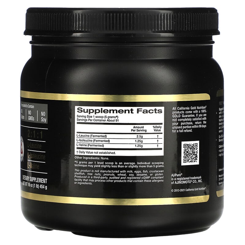 California Gold Nutrition, BCAA Powder, AjiPure, Branched Chain Amino Acids, 16 oz (454 g)