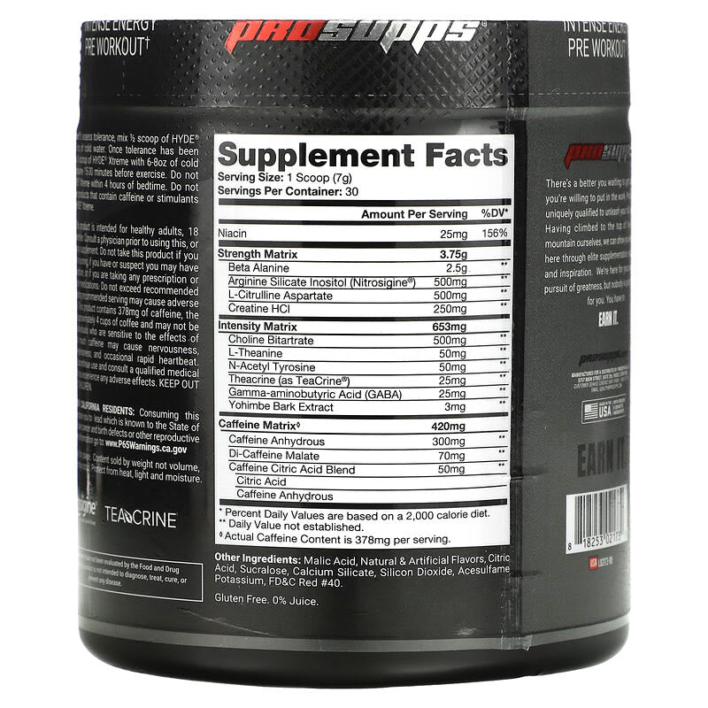 ProSupps, Hyde Xtreme, Intense Energy Pre Workout, Watermelon Rush, 7.4 oz (210 g)