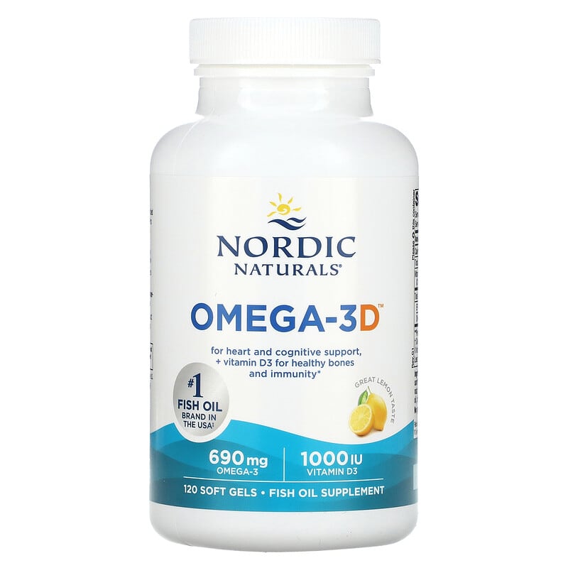 Nordic Naturals, Omega-3D, Lemon, 120 Soft Gels