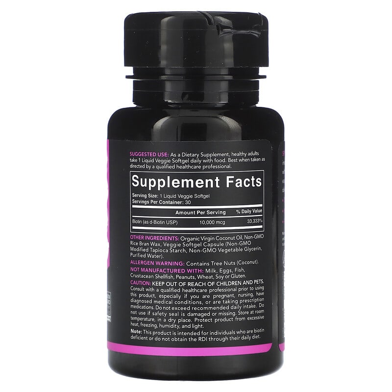 Sports Research, Biotin with Coconut Oil, 10,000 mcg, 30 Veggie Softgels