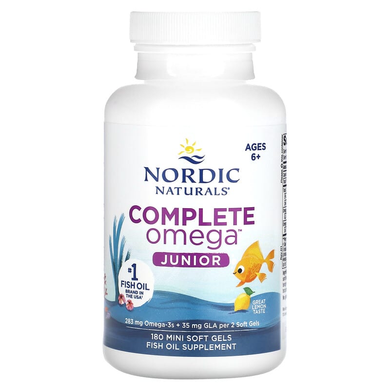 Nordic Naturals, Complete Omega Junior, Ages 6+, Lemon, 180 Mini Soft Gels