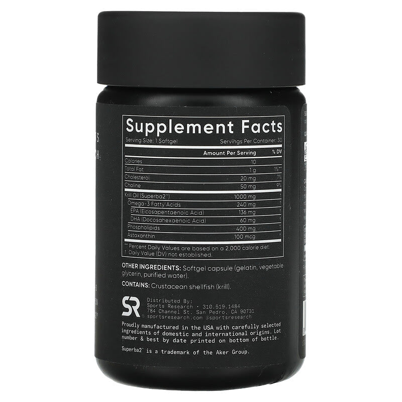 Sports Research, Omega-3 Krill Oil, Double Strength, 30 Softgels