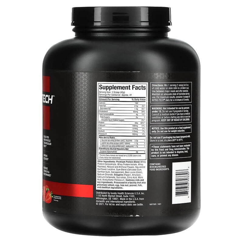 MuscleTech, Nitro Tech, Whey Protein, Strawberry, 4 lbs (1.81 kg)