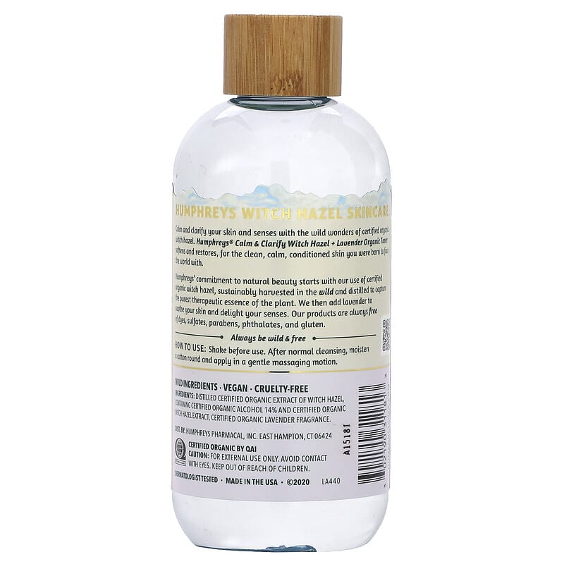 Humphreys, Witch Hazel, Organic Toner with Lavender, Calm,  & Clarify, 8 fl oz (236 ml)