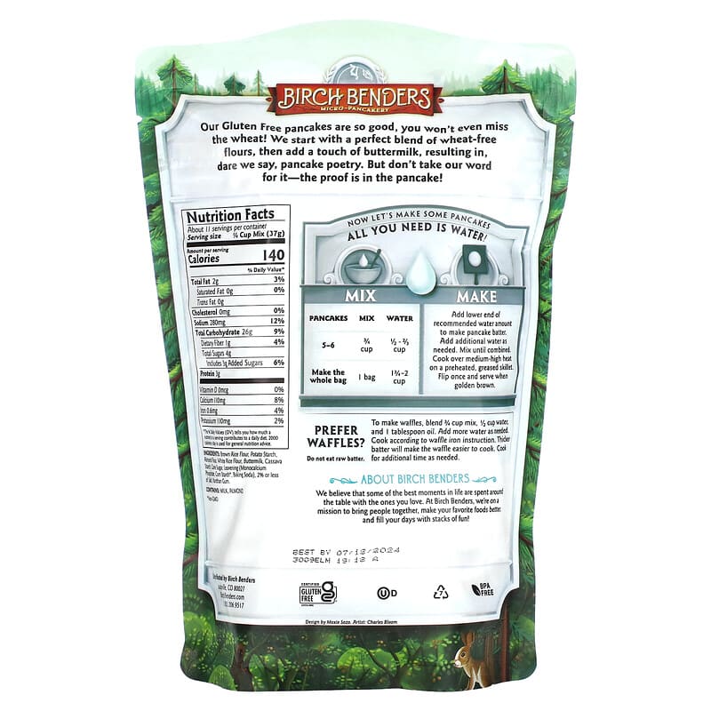 Birch Benders, Pancake & Waffle Mix, Gluten Free, 14 oz (397 g)