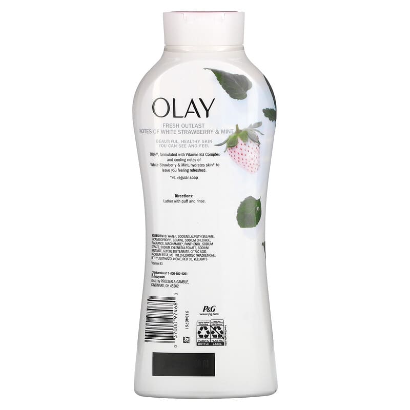 Olay, Fresh Outlast Body Wash, White Strawberry & Mint, 22 fl oz (650 ml)