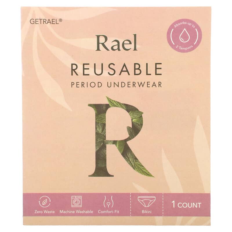 Rael, Inc., Reusable Period Underwear, Bikini, Extra Large, Black, 1 Count