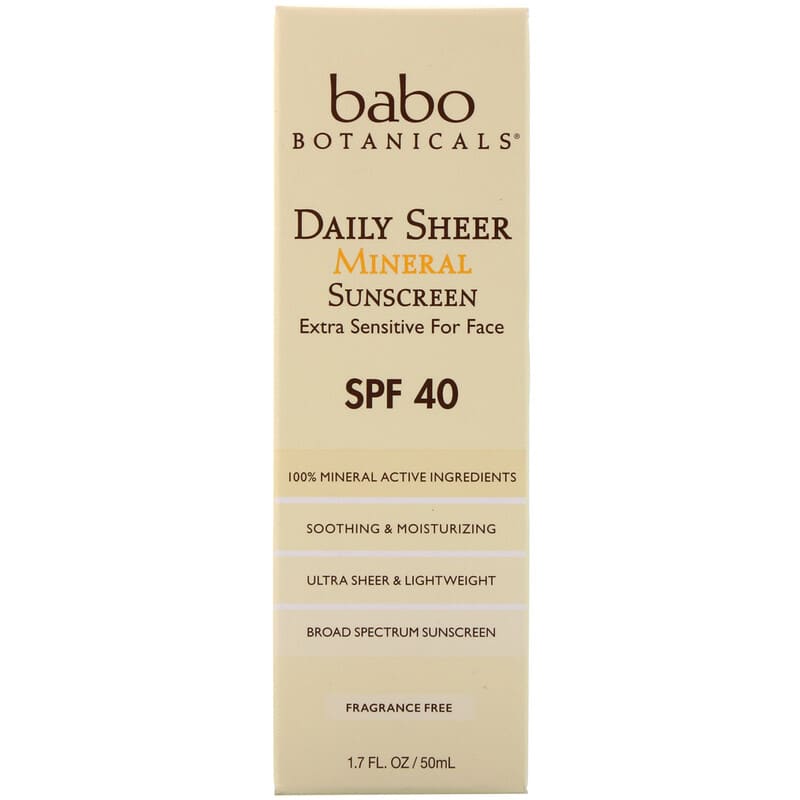 Babo Botanicals, Daily Sheer Mineral Sunscreen, SPF 40, 1.7 fl oz (50 ml)