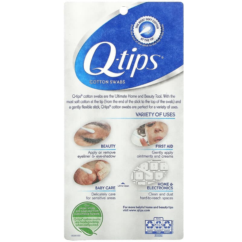 Q-tips, Cotton Swabs, 375 Swabs