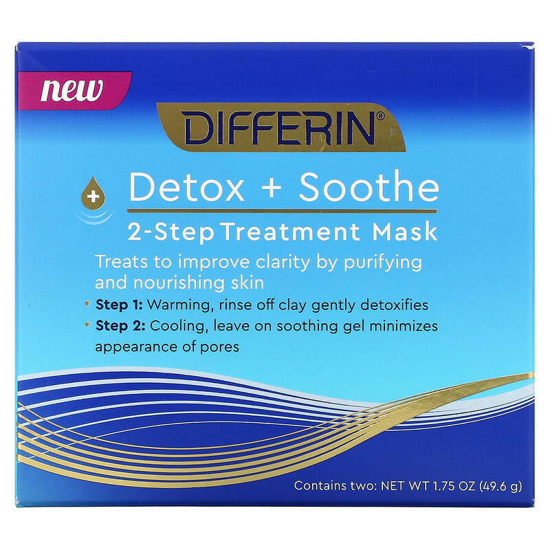 Differin, Detox + Soothe, 2-Step Treatment Beauty Mask, 1.75 oz (49.6 g)