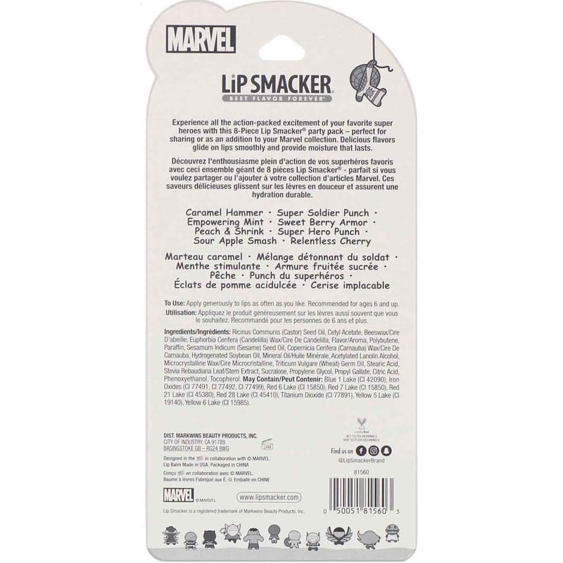 Lip Smacker, Marvel Avengers, Lip Balm, Party Pack, 8 Pieces