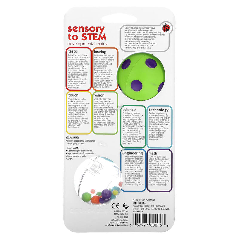 Sassy, Inspire The Senses, Spin Shine Rattle, 0+ Months, 1 Count