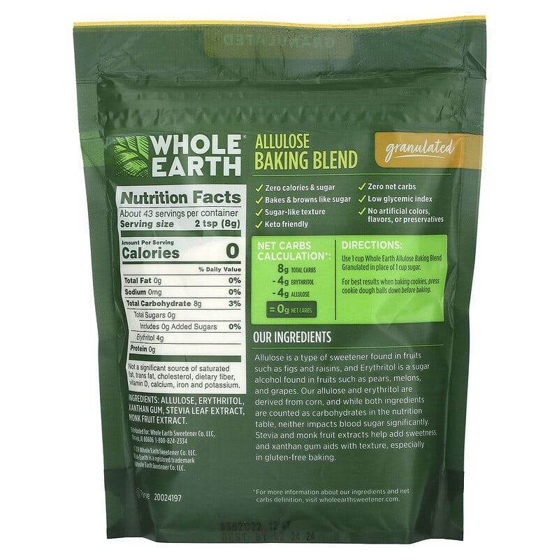 Whole Earth, Allulose Baking Blend, Granulated, 12 oz (340 g)