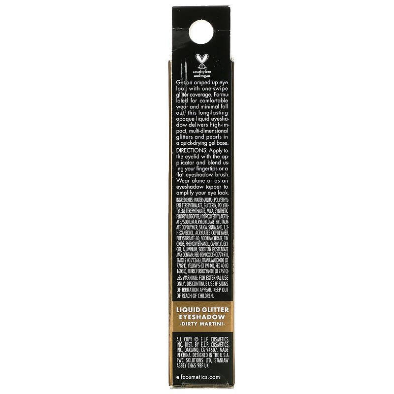 E.L.F., Liquid Glitter Eyeshadow, Dirty Martini, 0.1 fl oz (3 ml)