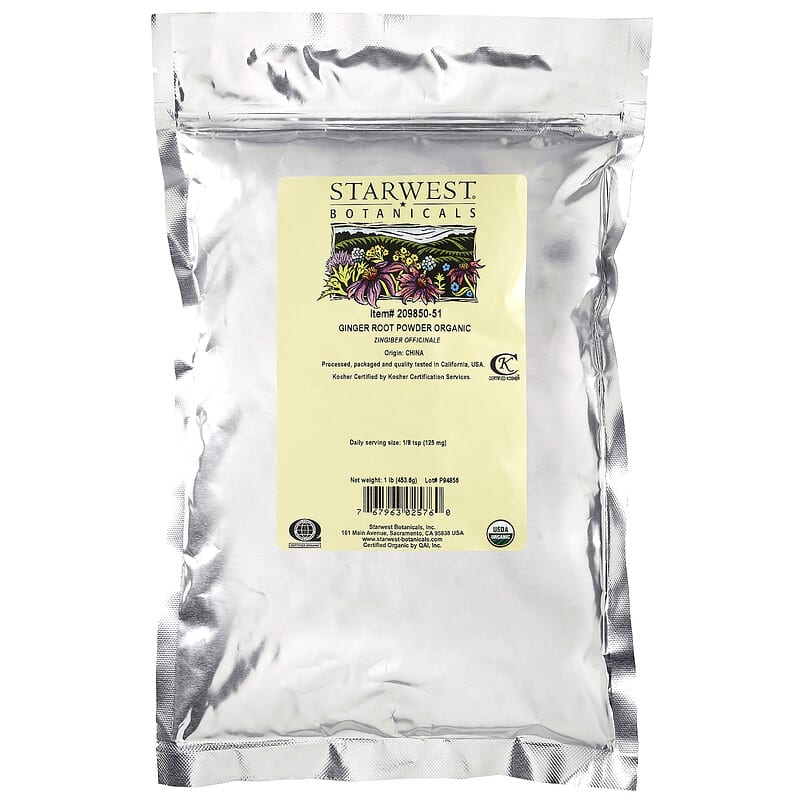 Starwest Botanicals, Organic Ginger Root Powder, 1 lb (453.6 g)