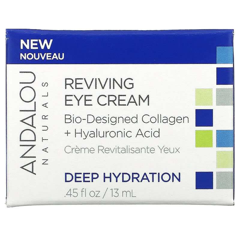 Andalou Naturals, Reviving Eye Cream, Bio-Designed Collagen + Hyaluronic Acid, 0.45 fl oz (13 ml)