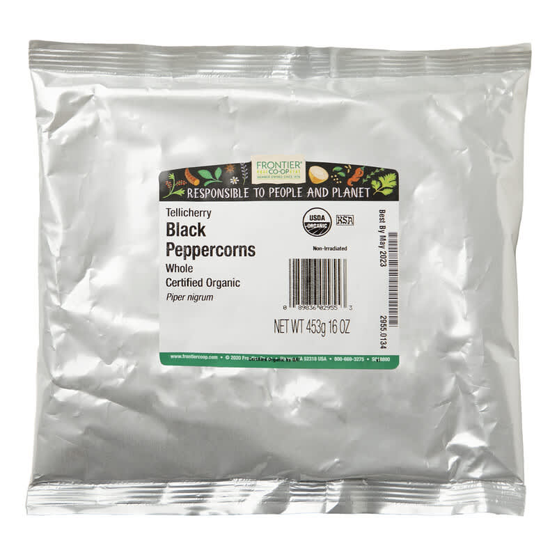 Frontier Co-op, Organic Whole Black Peppercorns Tellicherry, 16 oz (453 g)